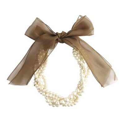 Cotton pearl silk ribbon necklace by Anq